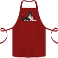 A Border Collie Dog Lying Down Cotton Apron 100% Organic Maroon