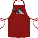 A Border Collie Dog Lying Down Cotton Apron 100% Organic Maroon
