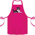 A Border Collie Dog Lying Down Cotton Apron 100% Organic Pink