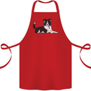 A Border Collie Dog Lying Down Cotton Apron 100% Organic Red