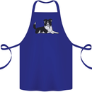 A Border Collie Dog Lying Down Cotton Apron 100% Organic Royal Blue