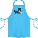 A Border Collie Dog Lying Down Cotton Apron 100% Organic Turquoise