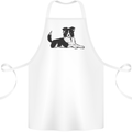 A Border Collie Dog Lying Down Cotton Apron 100% Organic White