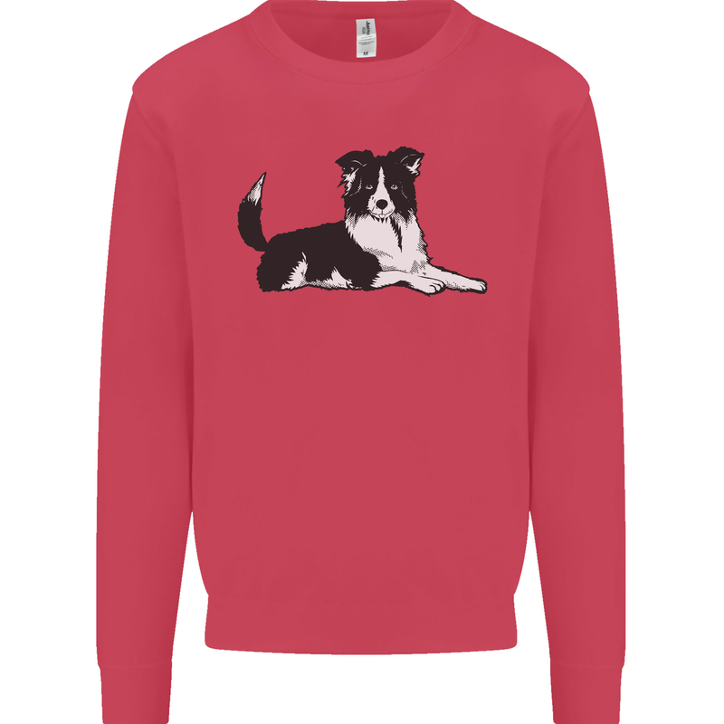 A Border Collie Dog Lying Down Kids Sweatshirt Jumper Heliconia