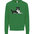 A Border Collie Dog Lying Down Kids Sweatshirt Jumper Irish Green