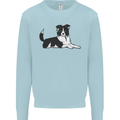 A Border Collie Dog Lying Down Kids Sweatshirt Jumper Light Blue