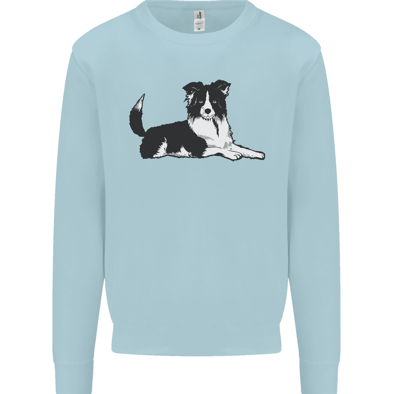 A Border Collie Dog Lying Down Kids Sweatshirt Jumper Light Blue