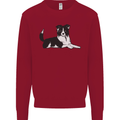 A Border Collie Dog Lying Down Kids Sweatshirt Jumper Red