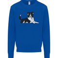 A Border Collie Dog Lying Down Kids Sweatshirt Jumper Royal Blue