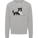 A Border Collie Dog Lying Down Kids Sweatshirt Jumper Sports Grey