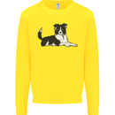 A Border Collie Dog Lying Down Kids Sweatshirt Jumper Yellow