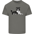A Border Collie Dog Lying Down Kids T-Shirt Childrens Charcoal
