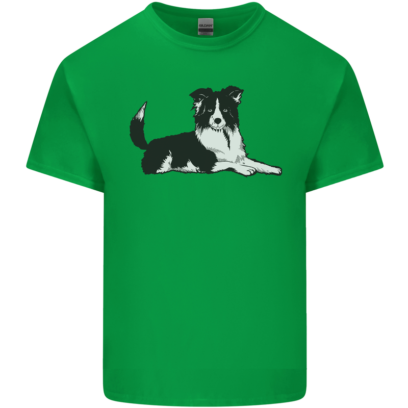 A Border Collie Dog Lying Down Kids T-Shirt Childrens Irish Green