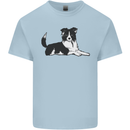 A Border Collie Dog Lying Down Kids T-Shirt Childrens Light Blue