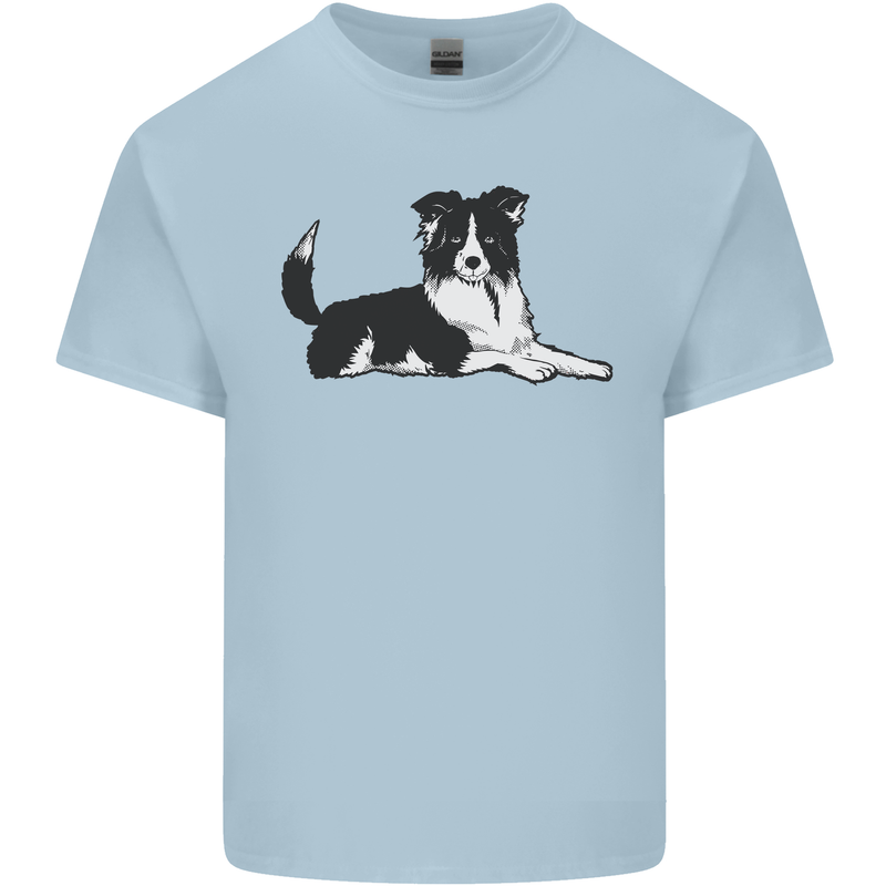 A Border Collie Dog Lying Down Kids T-Shirt Childrens Light Blue
