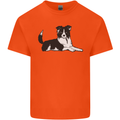 A Border Collie Dog Lying Down Kids T-Shirt Childrens Orange