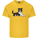 A Border Collie Dog Lying Down Kids T-Shirt Childrens Yellow