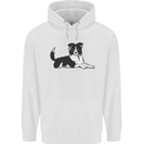 A Border Collie Dog Lying Down Mens 80% Cotton Hoodie White