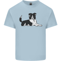 A Border Collie Dog Lying Down Mens Cotton T-Shirt Tee Top Light Blue