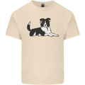 A Border Collie Dog Lying Down Mens Cotton T-Shirt Tee Top Natural