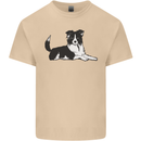 A Border Collie Dog Lying Down Mens Cotton T-Shirt Tee Top Sand