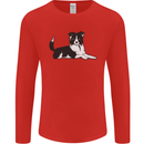 A Border Collie Dog Lying Down Mens Long Sleeve T-Shirt Red