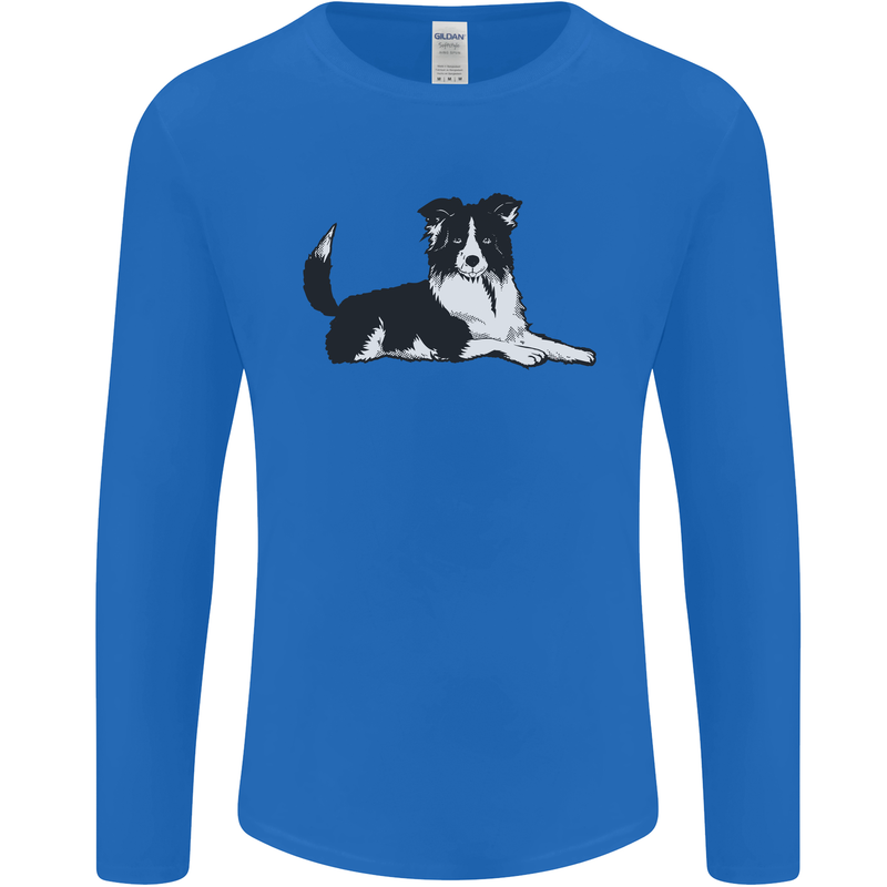 A Border Collie Dog Lying Down Mens Long Sleeve T-Shirt Royal Blue