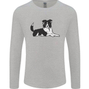 A Border Collie Dog Lying Down Mens Long Sleeve T-Shirt Sports Grey
