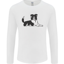 A Border Collie Dog Lying Down Mens Long Sleeve T-Shirt White