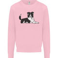 A Border Collie Dog Lying Down Mens Sweatshirt Jumper Light Pink