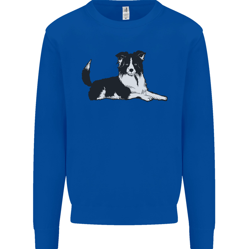A Border Collie Dog Lying Down Mens Sweatshirt Jumper Royal Blue