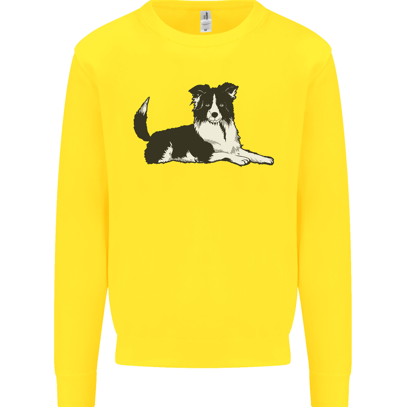 A Border Collie Dog Lying Down Mens Sweatshirt Jumper Yellow