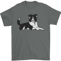 A Border Collie Dog Lying Down Mens T-Shirt 100% Cotton Charcoal