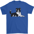A Border Collie Dog Lying Down Mens T-Shirt 100% Cotton Royal Blue