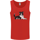 A Border Collie Dog Lying Down Mens Vest Tank Top Red