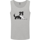 A Border Collie Dog Lying Down Mens Vest Tank Top Sports Grey