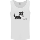 A Border Collie Dog Lying Down Mens Vest Tank Top White