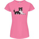 A Border Collie Dog Lying Down Womens Petite Cut T-Shirt Azalea