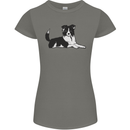 A Border Collie Dog Lying Down Womens Petite Cut T-Shirt Charcoal