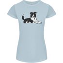 A Border Collie Dog Lying Down Womens Petite Cut T-Shirt Light Blue