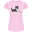 A Border Collie Dog Lying Down Womens Petite Cut T-Shirt Light Pink
