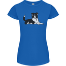 A Border Collie Dog Lying Down Womens Petite Cut T-Shirt Royal Blue