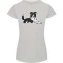 A Border Collie Dog Lying Down Womens Petite Cut T-Shirt Sports Grey