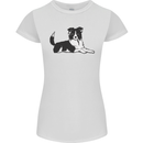 A Border Collie Dog Lying Down Womens Petite Cut T-Shirt White