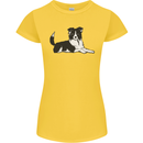 A Border Collie Dog Lying Down Womens Petite Cut T-Shirt Yellow