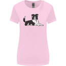 A Border Collie Dog Lying Down Womens Wider Cut T-Shirt Light Pink