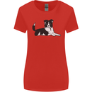 A Border Collie Dog Lying Down Womens Wider Cut T-Shirt Red