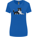 A Border Collie Dog Lying Down Womens Wider Cut T-Shirt Royal Blue