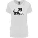 A Border Collie Dog Lying Down Womens Wider Cut T-Shirt White
