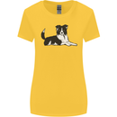 A Border Collie Dog Lying Down Womens Wider Cut T-Shirt Yellow